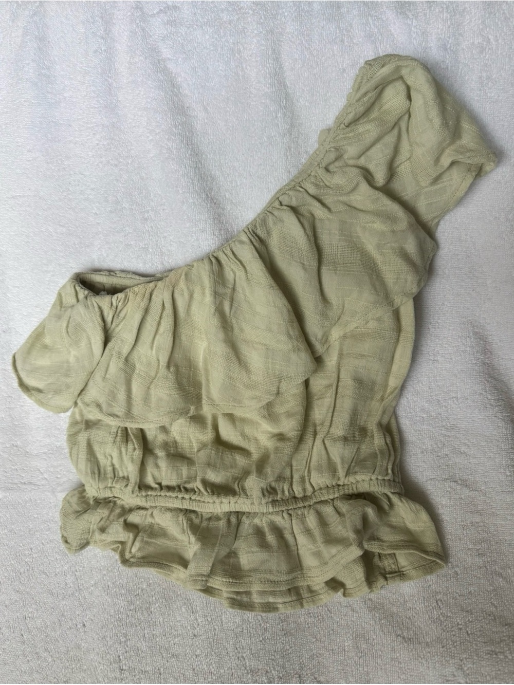 American Eagle Sage Green One Shoulder Ruffle Peplum Top XS